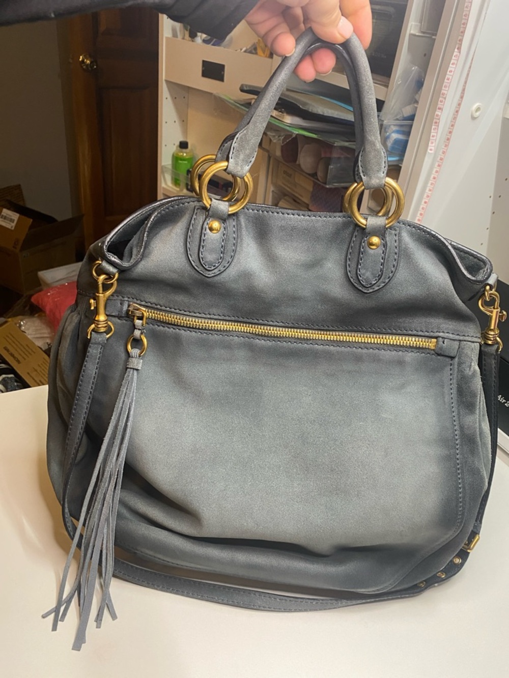 Miu Miu Suede Handbag with long strap - Picture 2 of 7